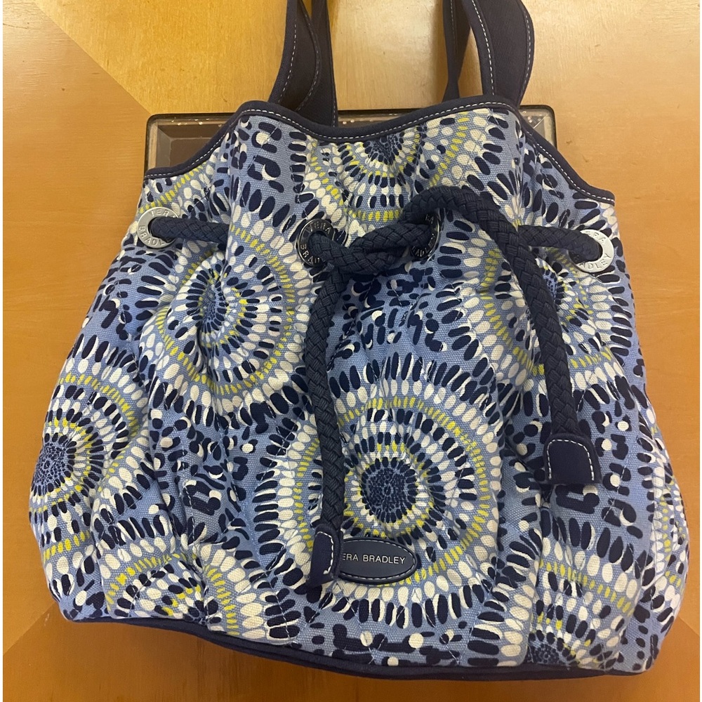 Vera Bradley Spiral Pattern Shoulder Bag in Blue and Yellow